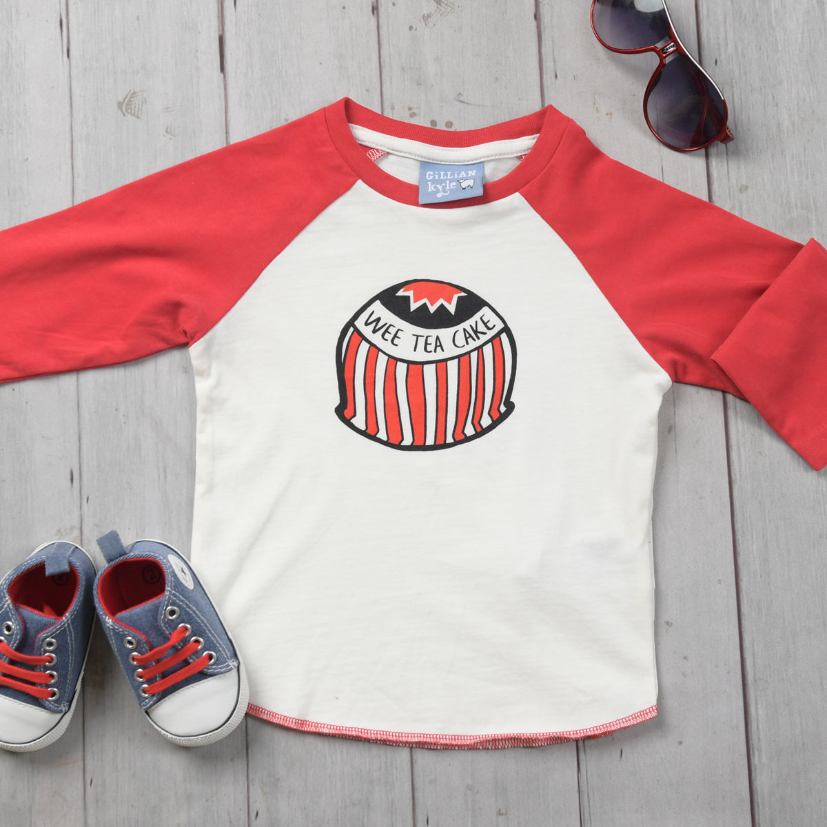 Wee Tea Cake Organic Cotton Baby Baseball Tee